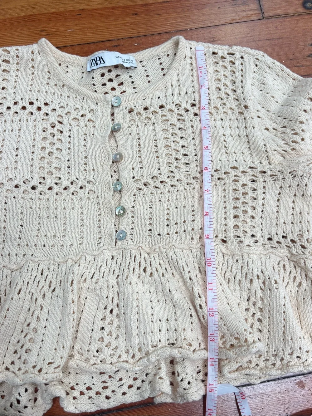 Zara Crochet Knit Cardigan Sweater S